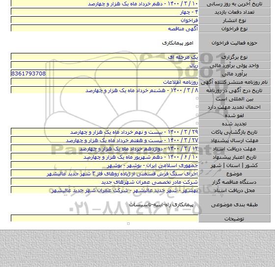 اجرای سنگ فرش قسمتی از ژیاده روهای فاز ۳ شهر جدید عالیشهر
