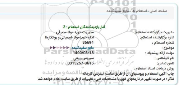 استعلام، استعلام مایع سفید کننده