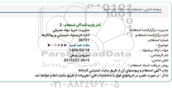 استعلام ملات ضد اسید 