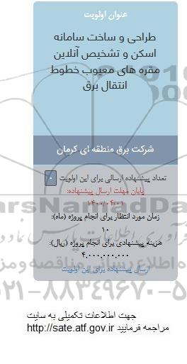 فراخوان, فراخوان طراحی و ساخت سامانه ساکن و تشخیص آنلاین مقره های معیوب خطوط انتقال برق