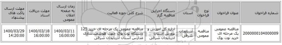 مناقصه عمومی یک مرحله ای خرید نوت بوک