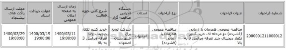 مناقصه عمومی همزمان با ارزیابی (فشرده) دو مرحله ای خرید کنتور تکفاز دیجیتال چند تعرفه ویرایش 3 به بالا