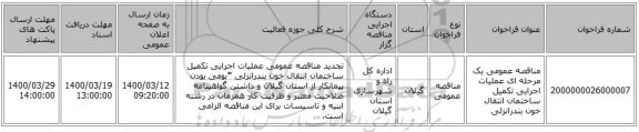 مناقصه عمومی یک مرحله ای عملیات اجرایی تکمیل ساختمان انتقال خون بندرانزلی