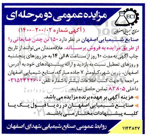 مزایده 150 تن چدن ضایعاتی