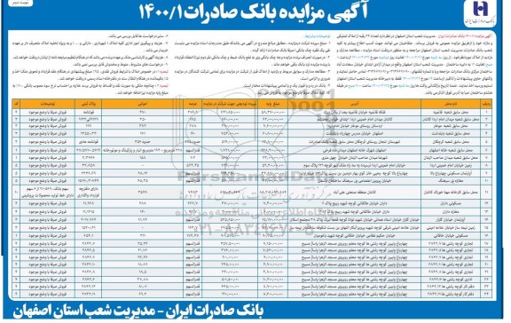 مزایده مزایده فروش 24 رقبه املاک تملیکی نوبت دوم