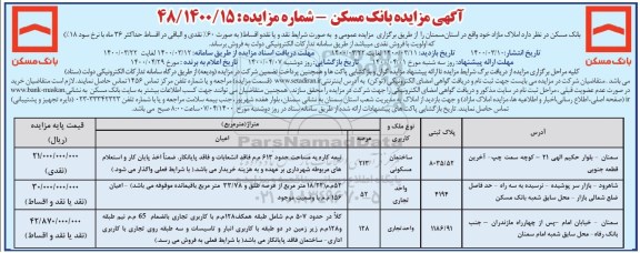 مزایده مزایده فروش املاک مازاد کاربری ساختمان و تجاری