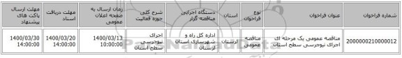 مناقصه عمومی یک مرحله ای اجرای نیوجرسی سطح استان