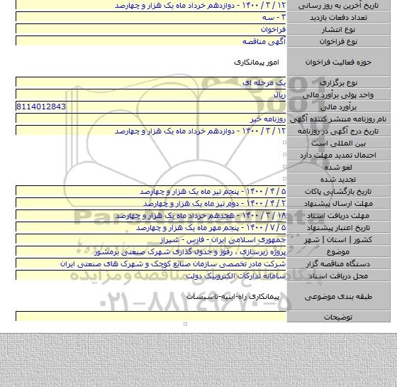 پروژه زیرسازی ٬ رفوژ و جدول گذاری شهرک صنعتی برمشور