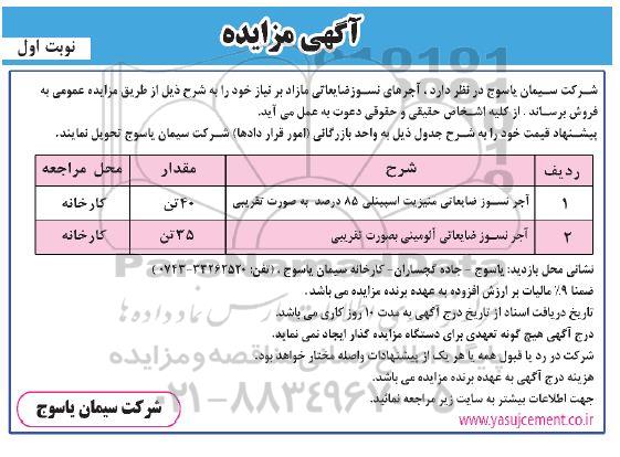 مزایده, مزایده آجرهای نسوز ضایعاتی مازاد 