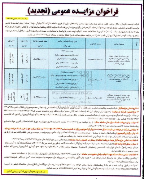 تجدید مزایده، تجدید مزایده عمومی بهره برداری از فضایی جهت راه اندازی کافی نت ...