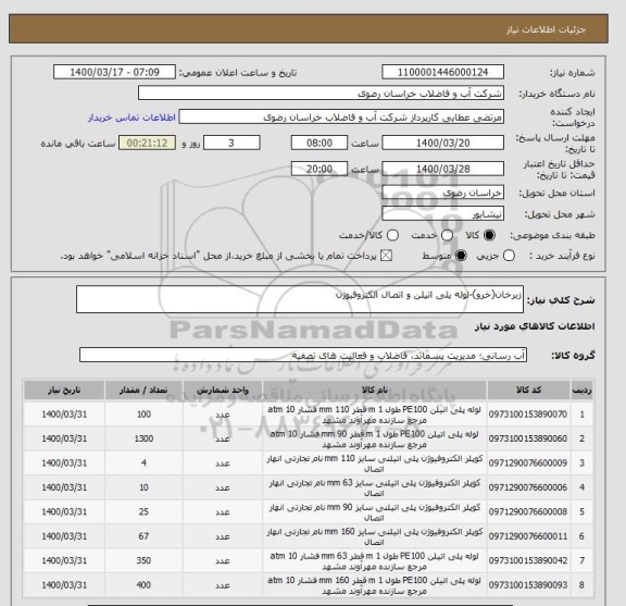 استعلام زبرخان(خرو)-لوله پلی اتیلن و اتصال الکتروفیوژن