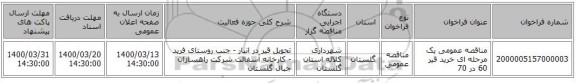 مناقصه عمومی یک مرحله ای خرید قیر 60 در 70