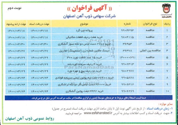 فراخوان، فراخوان پروانه چپ گرد و ...- نوبت دوم 