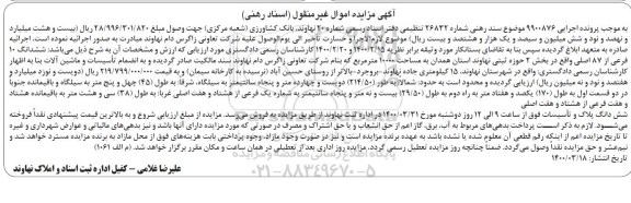 مزایده مزایده ششدانگ 10 فرعی از 87 اصلی بخش دو 