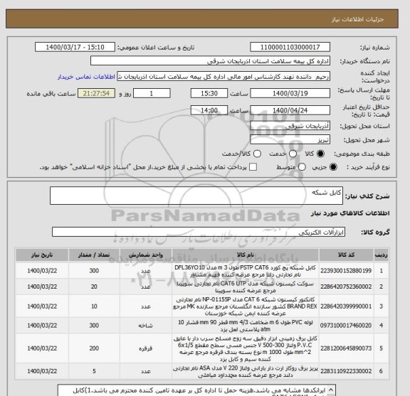 استعلام کابل شبکه