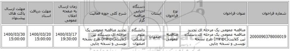 مناقصه عمومی یک مرحله ای تجدید مناقصه عمومی یک مرحله ای دستگاه تین کلاینت(minipc) طرح نسخه نویسی و نسخه چاپی