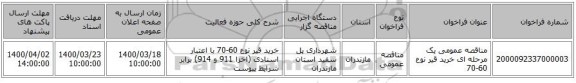 مناقصه عمومی یک مرحله ای خرید قیر نوع 60-70