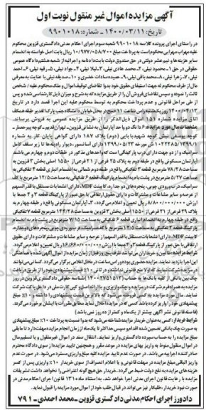 مزایده،مزایده 6 دانگ دو واحد آپارتمان 78.28 مترمربع نوبت اول
