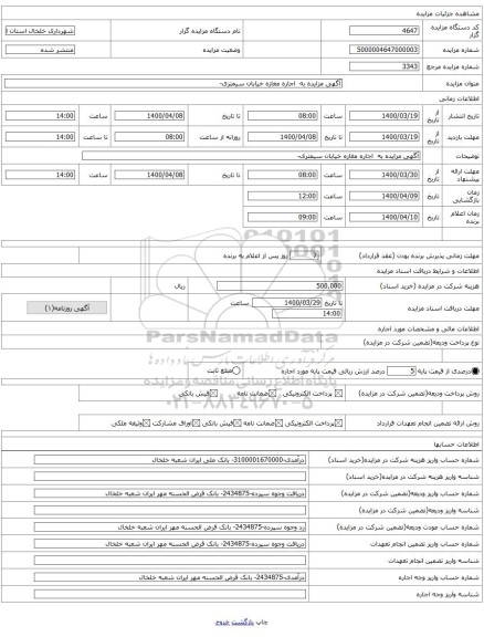 آگهی مزایده به اجاره مغازه خیابان سیمتری-