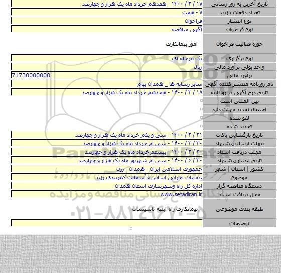عملیات اجرایی اساس و آسفالت کمربندی رزن