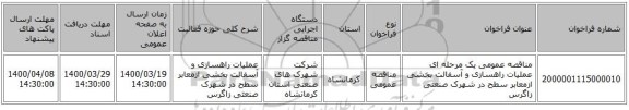 مناقصه عمومی یک مرحله ای عملیات راهسازی و آسفالت بخشی ازمعابر سطح در شهرک صنعتی زاگرس