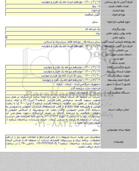 فراخوان جذب سرمایه گذار