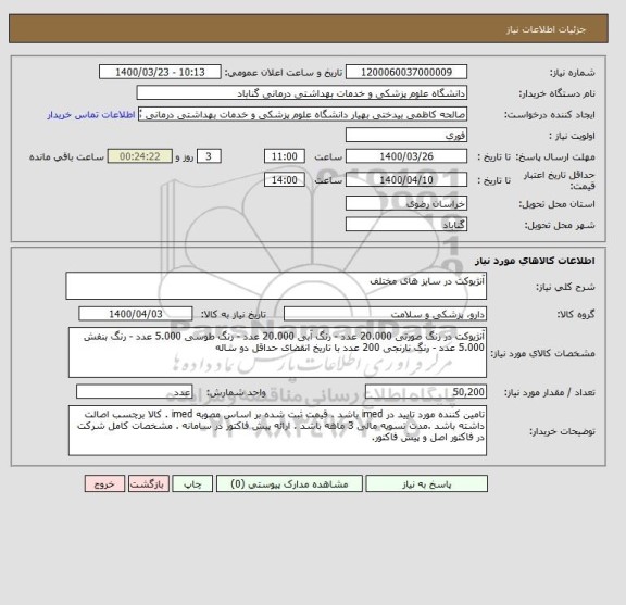 استعلام آنژیوکت در سایز های مختلف