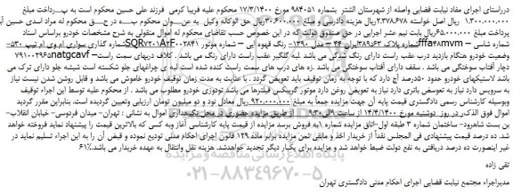 مزایده،مزایده فروش خودرو  سواری ام وی ام تیپ 530-SQR7201A2F 