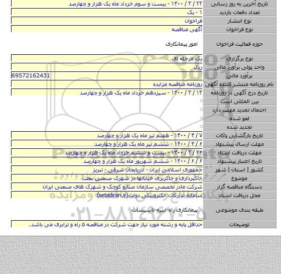 خاکبرداری و خاکریزی خیابانها در شهرک صنعتی بعثت