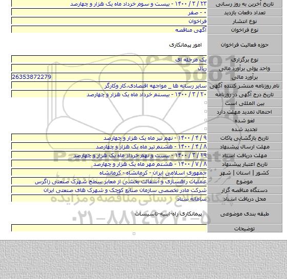 عملیات راهسازی و آسفالت بخشی از معابر سطح شهرک صنعتی زاگرس
