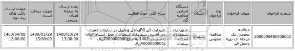 مناقصه عمومی یک مرحله ای تهیه وحمل قیر