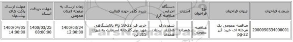 مناقصه عمومی یک مرحله ای خرید قیر pg-22 