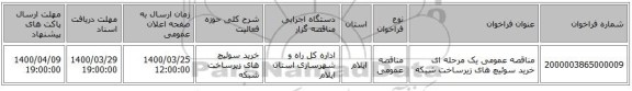 مناقصه عمومی یک مرحله ای خرید سوئیچ های زیرساخت شبکه