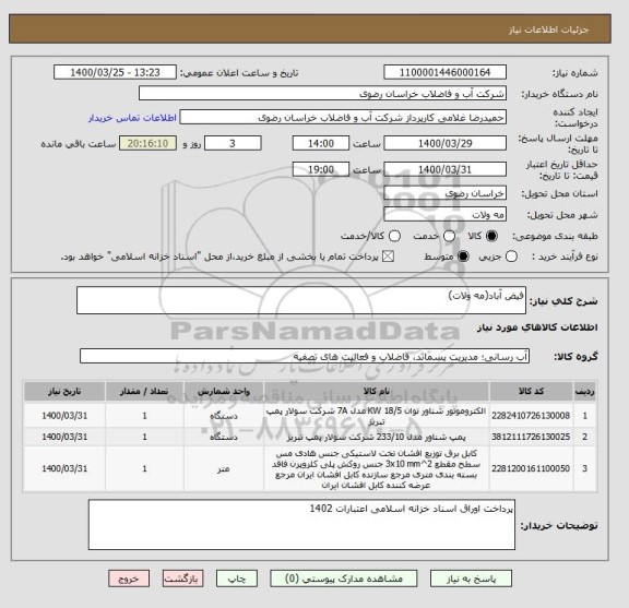 استعلام فیض آباد(مه ولات)