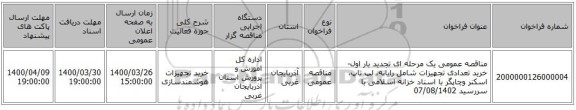 مناقصه عمومی یک مرحله ای تجدید بار اول-خرید تعدادی تجهیزات شامل رایانه، لپ تاپ، اسکنر وچاپگر با اسناد خزانه اسلامی با سررسید 07/08/1402