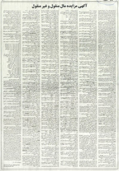 مزایده فروش ششدانگ یک قطعه زمین ، ششدانگ یک قطعه کارخانه ، ماشین آلات و تاسیسات و حق الامتیازات ...