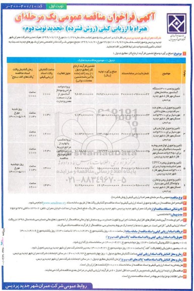 تجدید فراخوان مناقصه ، تجدید فراخوان مناقصه تامین و نصب 300 دستگاه آسانسور ...