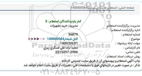استعلام، استعلام کابل شیلدار 