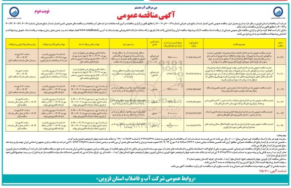 مناقصه عمومی انجام خدمات و تعمیرات، نگهداری ، حراست و نگهبانی تاسیسات و تجهیزات... - نوبت دوم