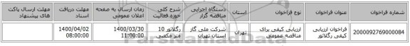 فراخوان ارزیابی کیفی رگلاتور 
