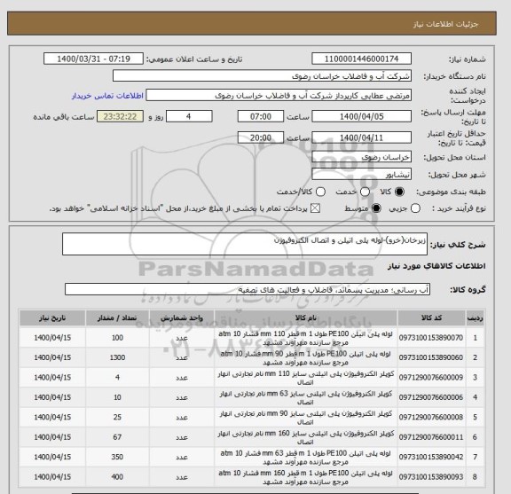 استعلام زبرخان(خرو)-لوله پلی اتیلن و اتصال الکتروفیوژن
