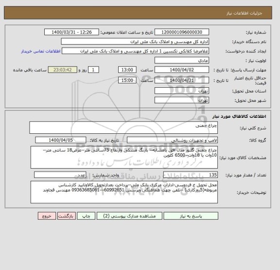 استعلام چراغ چمنی