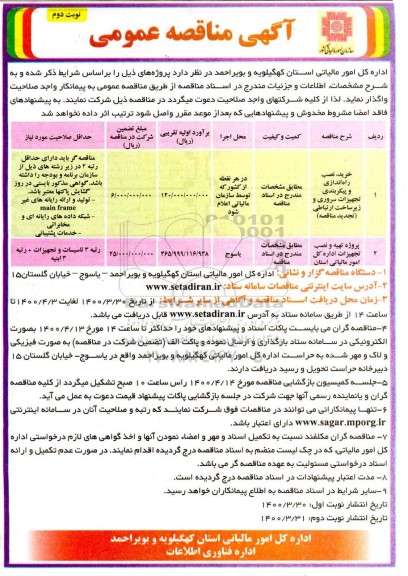 آگهی مناقصه، مناقصه خرید، نصب راه اندازی و پیکربندی تجهیزات سروری و...- نوبت دوم 