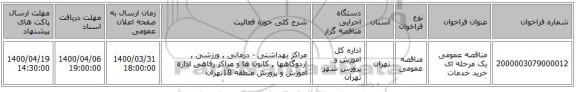 مناقصه عمومی یک مرحله ای خرید خدمات 