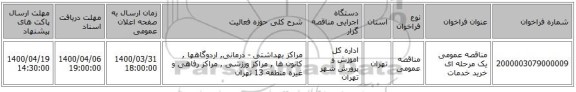 مناقصه عمومی یک مرحله ای خرید خدمات 