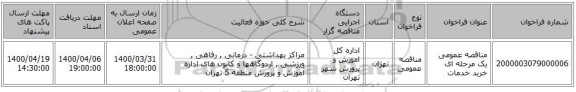 مناقصه عمومی یک مرحله ای خرید خدمات 