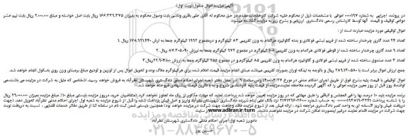 مزایده،مزایده فروش تعداد 24 عدد گاری چرخدار ساخته شده از فریم نبشی فولادی و بدنه گالوانیزه و...