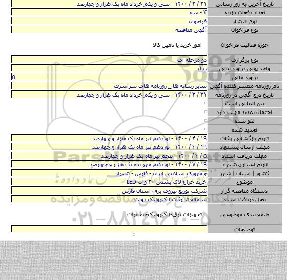 خرید چراغ لاک پشتی ۲۰ وات LED