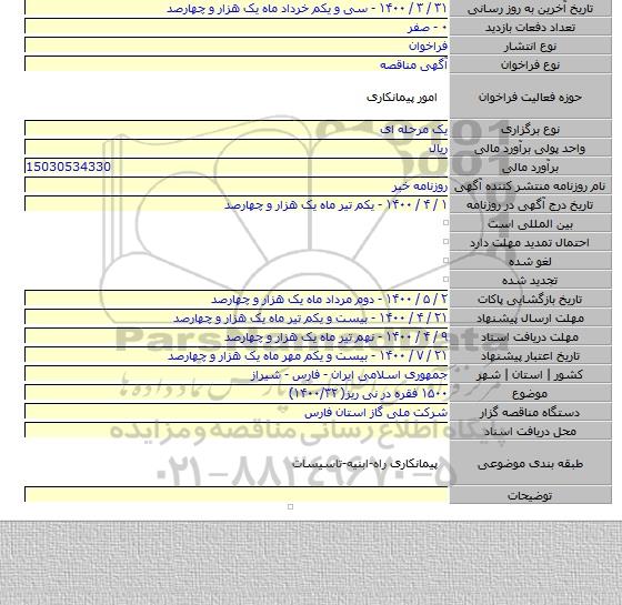 ۱۵۰۰ فقره در نی ریز( ۱۴۰۰/۳۲)