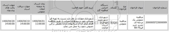 مناقصه عمومی یک مرحله ای تجدید خرید قیر70-60